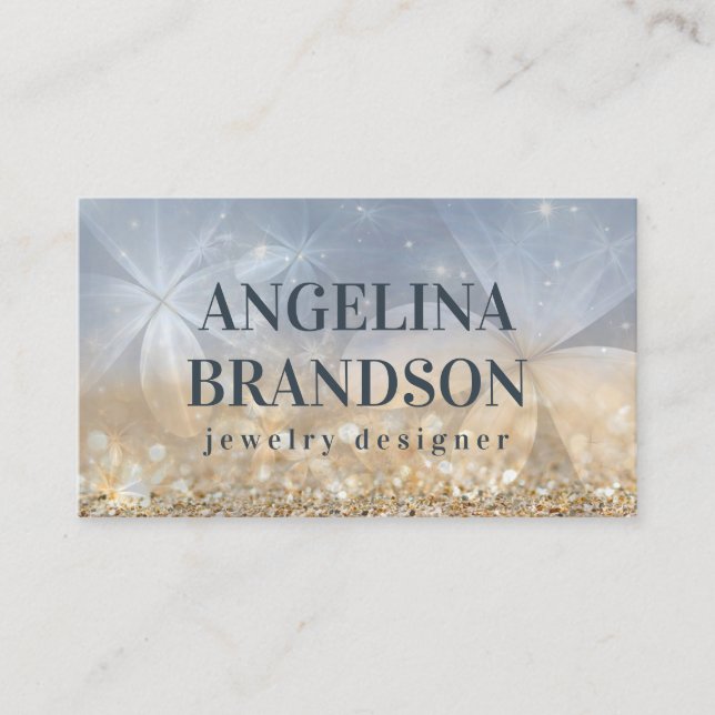 Gold Glitter Jewellery Designer Mystical Flower Ca Business Card (Front)