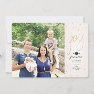 Gold Glitter Joy Photo Christmas Card