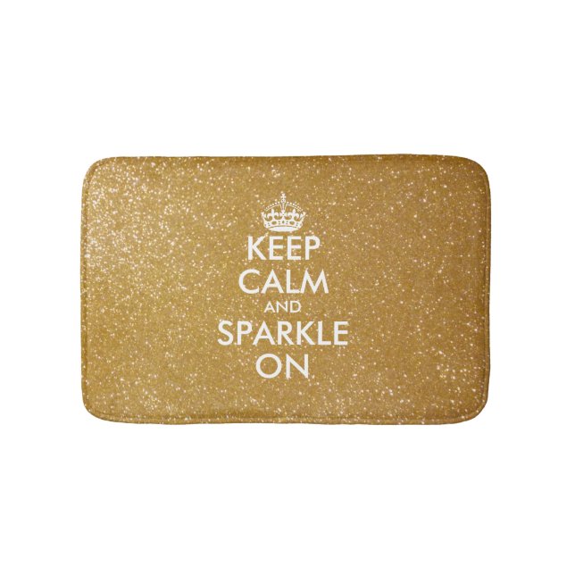 Gold glitter keep calm and sparkle on bath mat (Front)