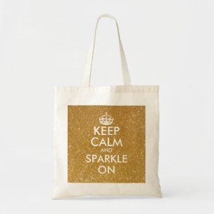 Gold glitter keep calm and sparkle on tote bag