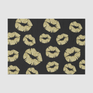 Gold Glitter Kisses on Black Tissue Paper