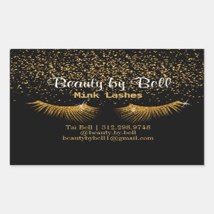 Gold Glitter Lashes Rectangular Sticker