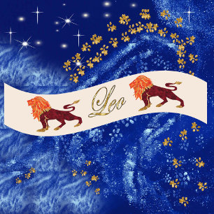 Gold Glitter Leo Zodiac Birthday Gift Satin Ribbon