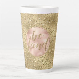 Gold Glitter Leopard Print Blush Rose Be Kind   Latte Mug