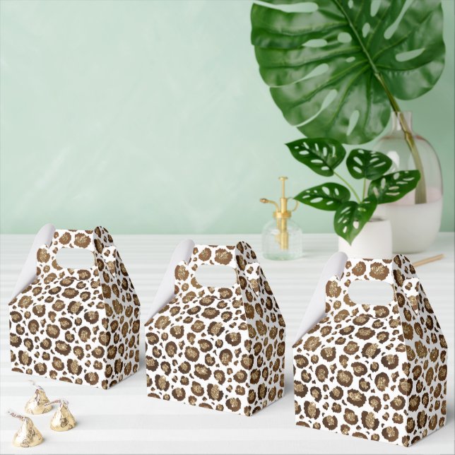 Gold Glitter Leopard Print Favour Box (Multiple)