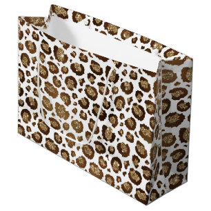 Gold Glitter Leopard Print Large Gift Bag