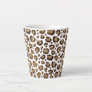 Gold Glitter Leopard Print Latte Mug