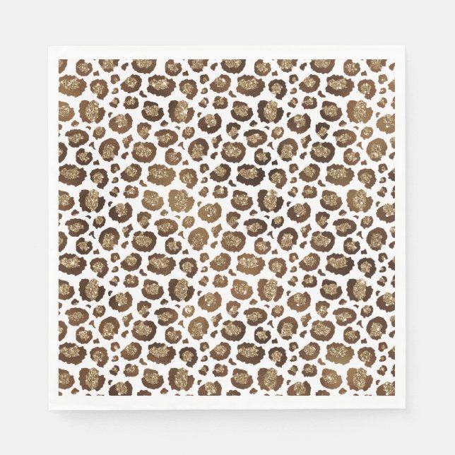 Gold Glitter Leopard Print Napkin (Front)