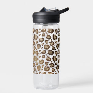 Gold Glitter Leopard Print Water Bottle