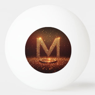 Gold Glitter Letter M Monogram Gift Ping Pong Ball