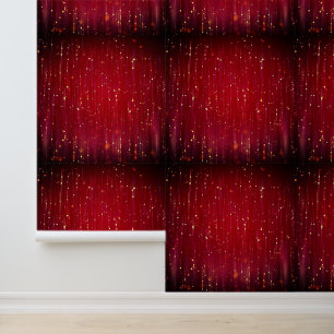 Gold Glitter Lights Black and Red Wallpaper