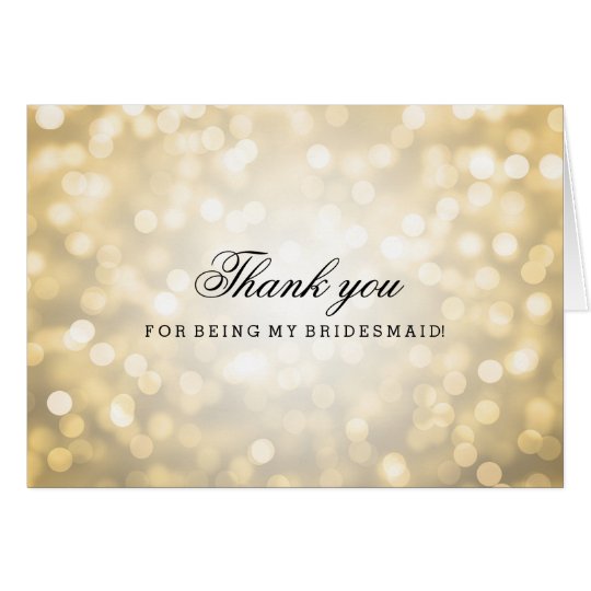 Gold Glitter Lights Thank You Bridesmaid Card
