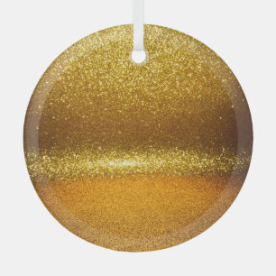 Gold glitter lights, vintage Christmas texture. Glass Tree Decoration