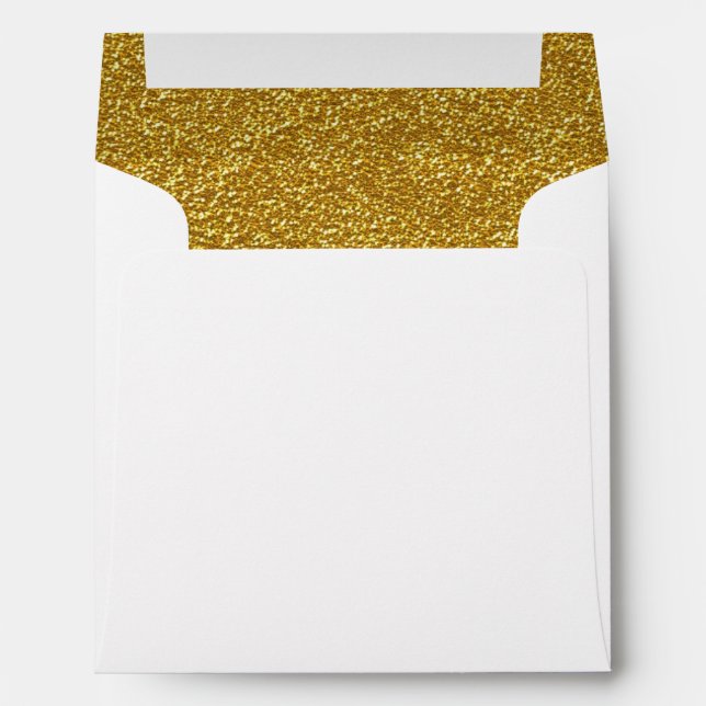 Gold Glitter Lined Custom Wedding Envelope (Back (Bottom))