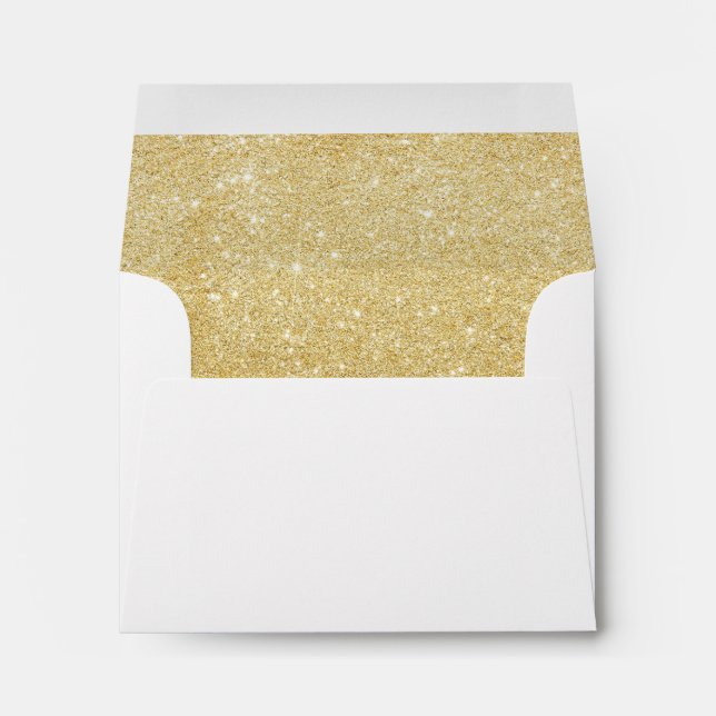 Gold Glitter lined Envelope Wedding Invitation (Back (Bottom))