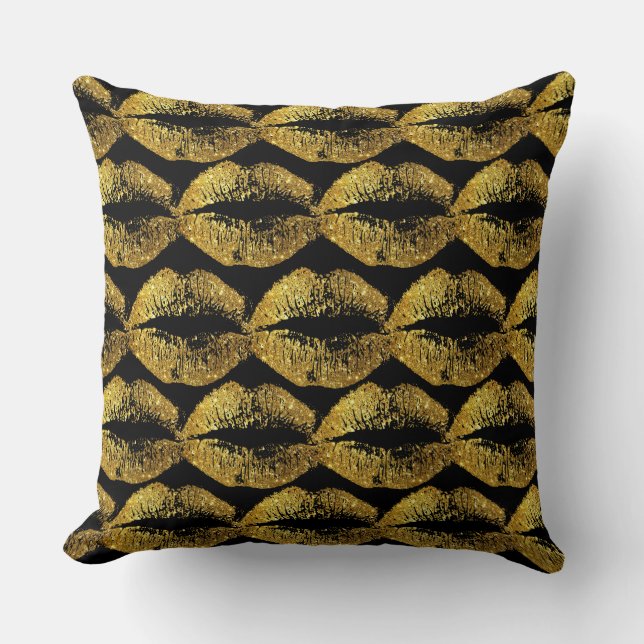 Gold Glitter Lips #2 Cushion (Front)