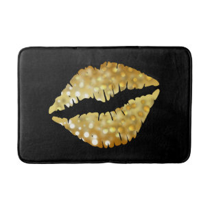 Gold Glitter Lips Bath Mat
