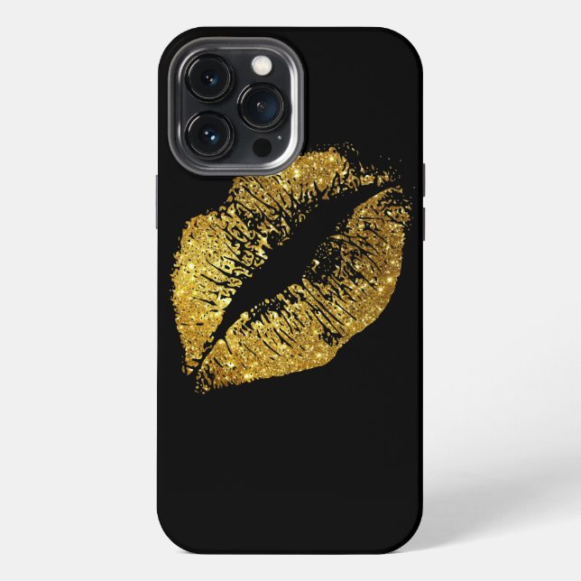Gold Glitter Lips iPhone Case (Back)