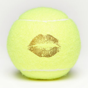 Gold Glitter Lips Tennis Balls