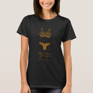 Gold Glitter Logo Lingerie Boutique Underwear Shop T-Shirt