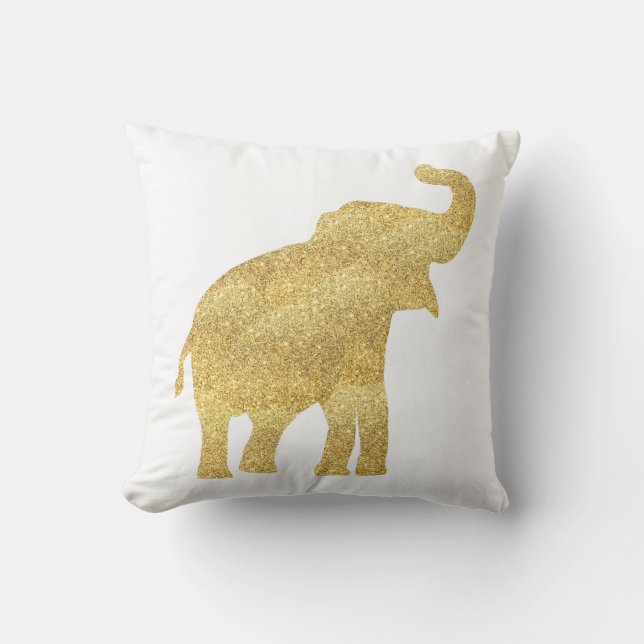 gold glitter look baby elephant cushion (Front)