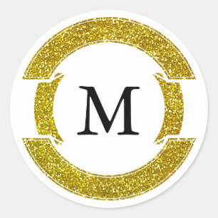 Gold Glitter Look Monogram Seal