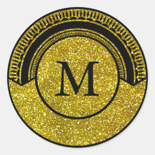 Gold Glitter Look Monogram Seal