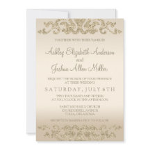 Gold Glitter Look Wedding Invitations