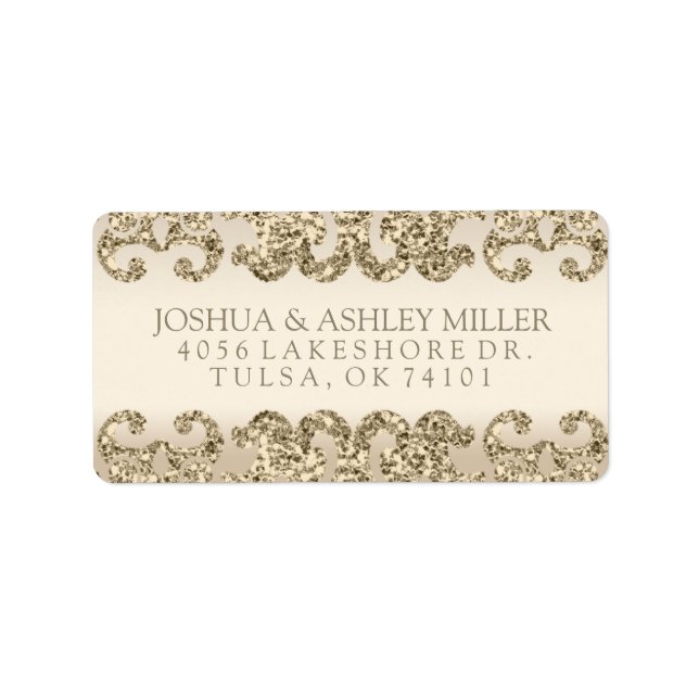 Gold Glitter Look Wedding Label (Front)