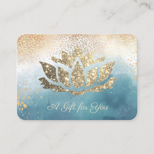 Gold Glitter Lotus,Confetti,Paint Splash Discount Card (Front)