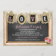 Gold Glitter Love Banner Bridal Shower