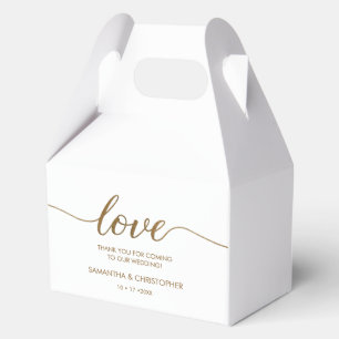 Gold Glitter love script Luxe Wedding Favour Box