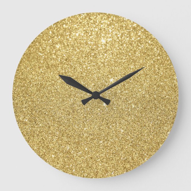 Gold glitter, luxurious, sparkling background. large clock (Front)