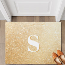 Gold Glitter Luxury Personalised Monogram Door Mat