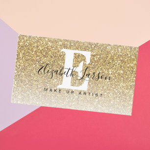 Gold Glitter Makeup Artist Hair Salon Loyalty Card
