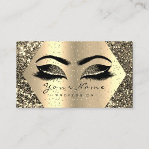 Gold Glitter Makeup Artist Lash Brow Champaigne Business Card