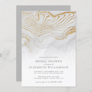 Gold Glitter Marble Bridal Shower Invitation