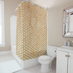 Gold Glitter Marble Mermaid Scales Pattern Shower Curtain