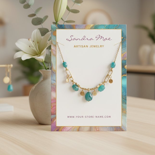 Gold Glitter Marble Necklace Jewellery Display Car Business Card (Creator Uploaded)