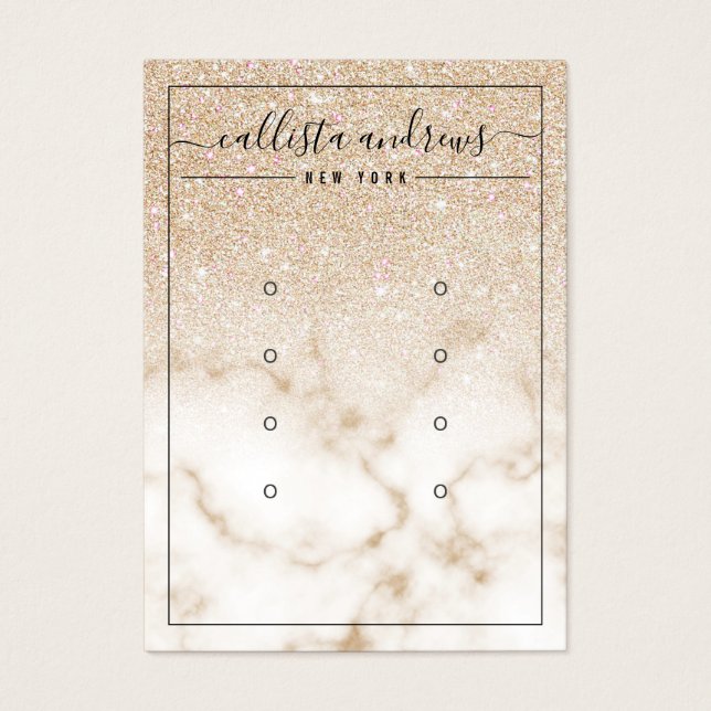 Gold Glitter Marble Ombre Earrings Display Card (Front)