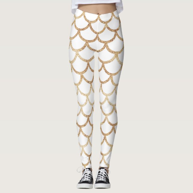 Gold Glitter Mermaid Scales Leggings (Front)