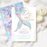 Gold Glitter Mermaid Tail Dive into Kids Birthday