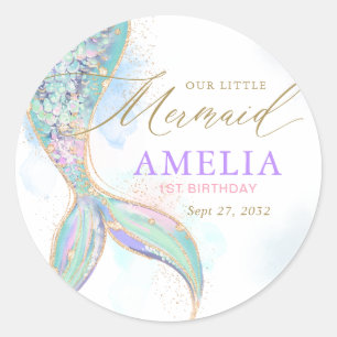 Gold Glitter Mermaid Tail Under the Sea Birthday Classic Round Sticker