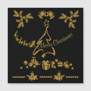 Gold Glitter Merry Christmas, Santa Claus