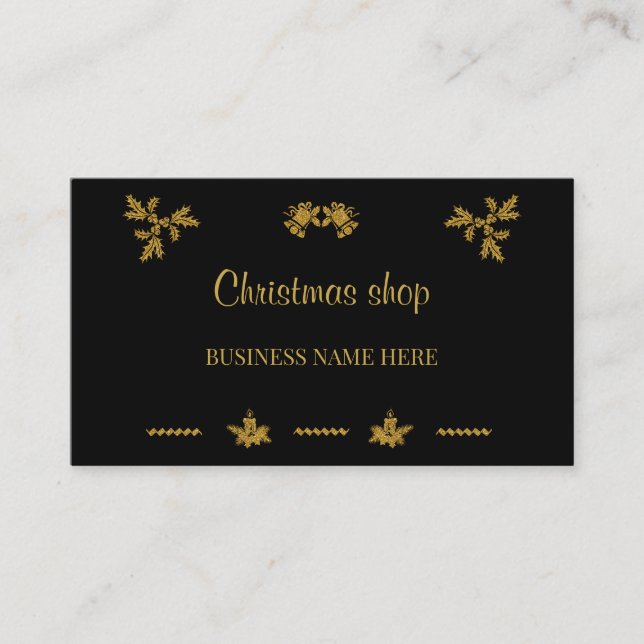 Gold Glitter Merry Christmas, Santa Claus Business Card (Front)