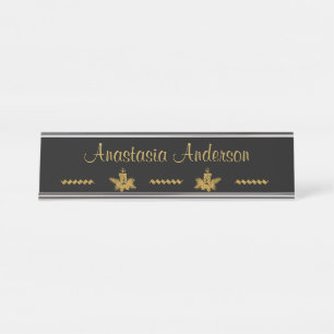 Gold Glitter Merry Christmas, Santa Claus Desk Name Plate