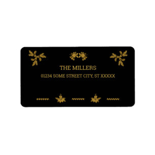 Gold Glitter Merry Christmas, Santa Claus Label