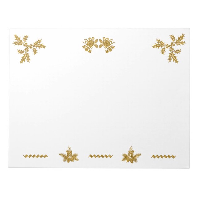 Gold Glitter Merry Christmas, Santa Claus Notepad (Front)
