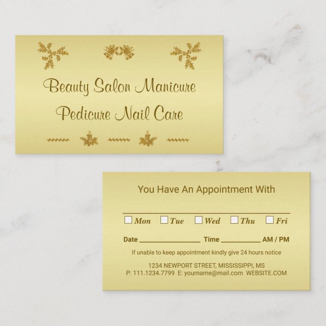 Gold Glitter Merry Christmas, Santa Claus on gold  Appointment Card (Front/Back)