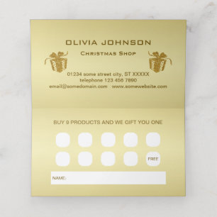 Gold Glitter Merry Christmas, Santa Claus on gold Loyalty Card